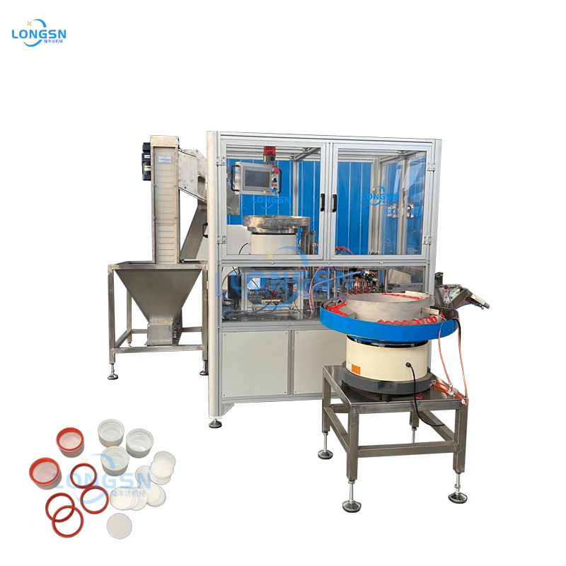 Automatic rotary plastic O ring cap assembly machine lid seal liner insert machine